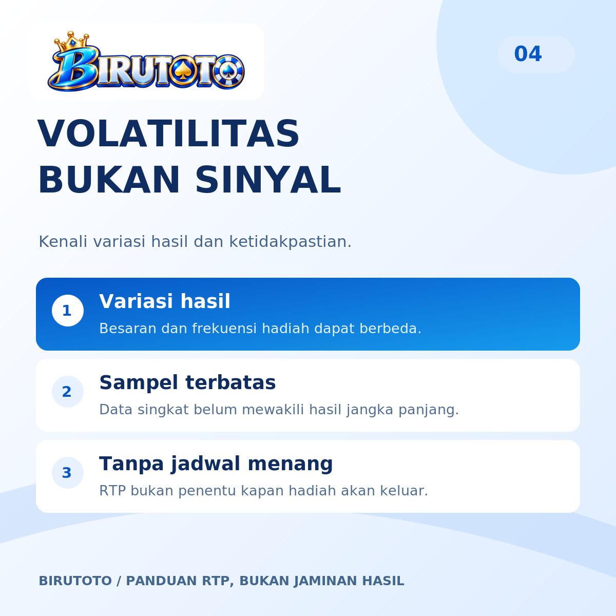 Panel BIRUTOTO tentang volatilitas slot, keterbatasan sampel, dan ketidakpastian hasil
